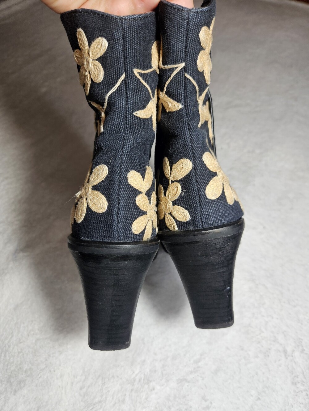 Free People Embroidered Barclay Black Ankle Boots with  Floral Embroidery - Picture 6 of 15